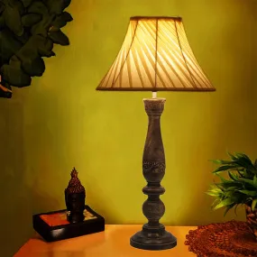 Nihara Bena Wooden Table Lamp - Off White
