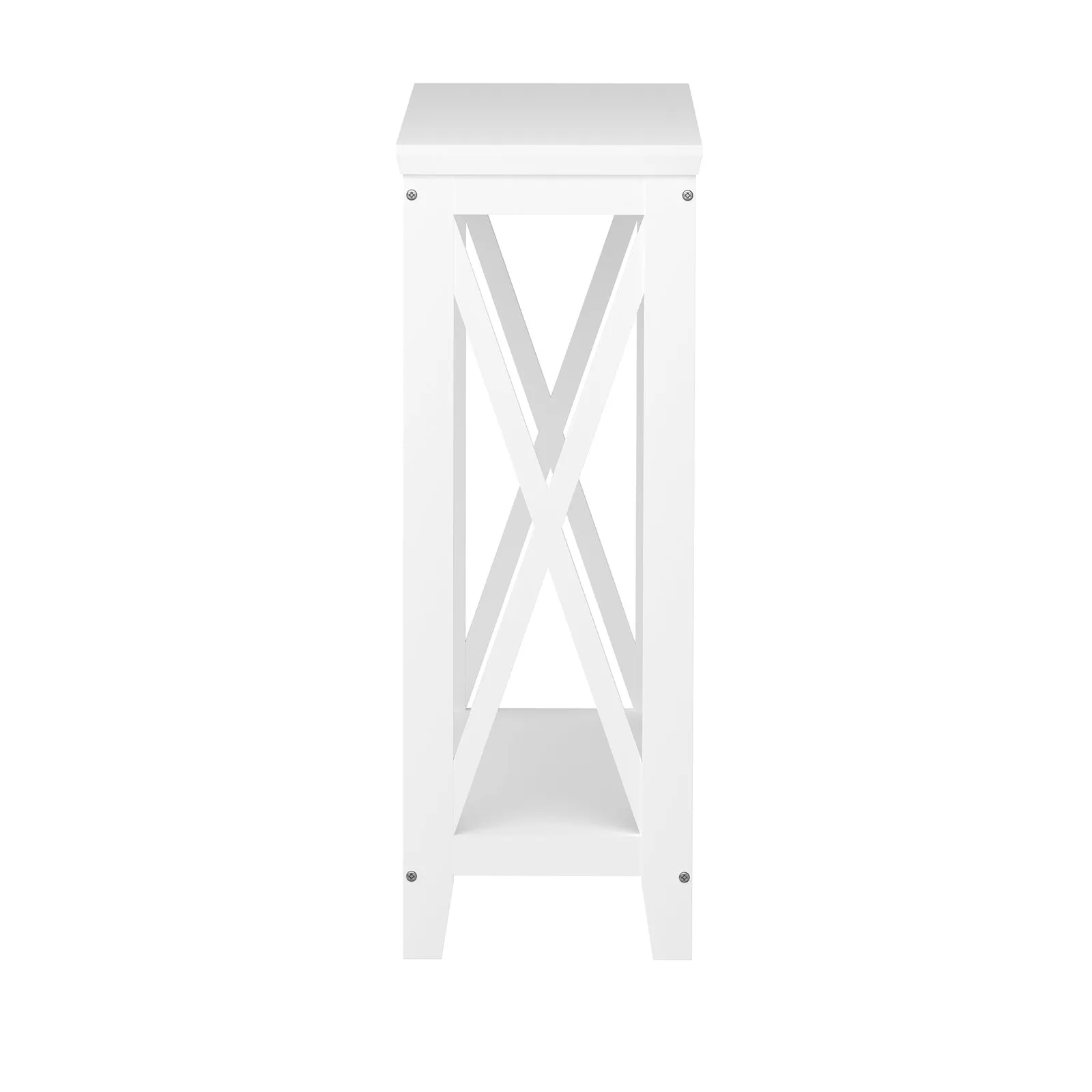 Oikiture 2-Tier Console Table X-Design Wood Sofa Table Hall Side Entry White
