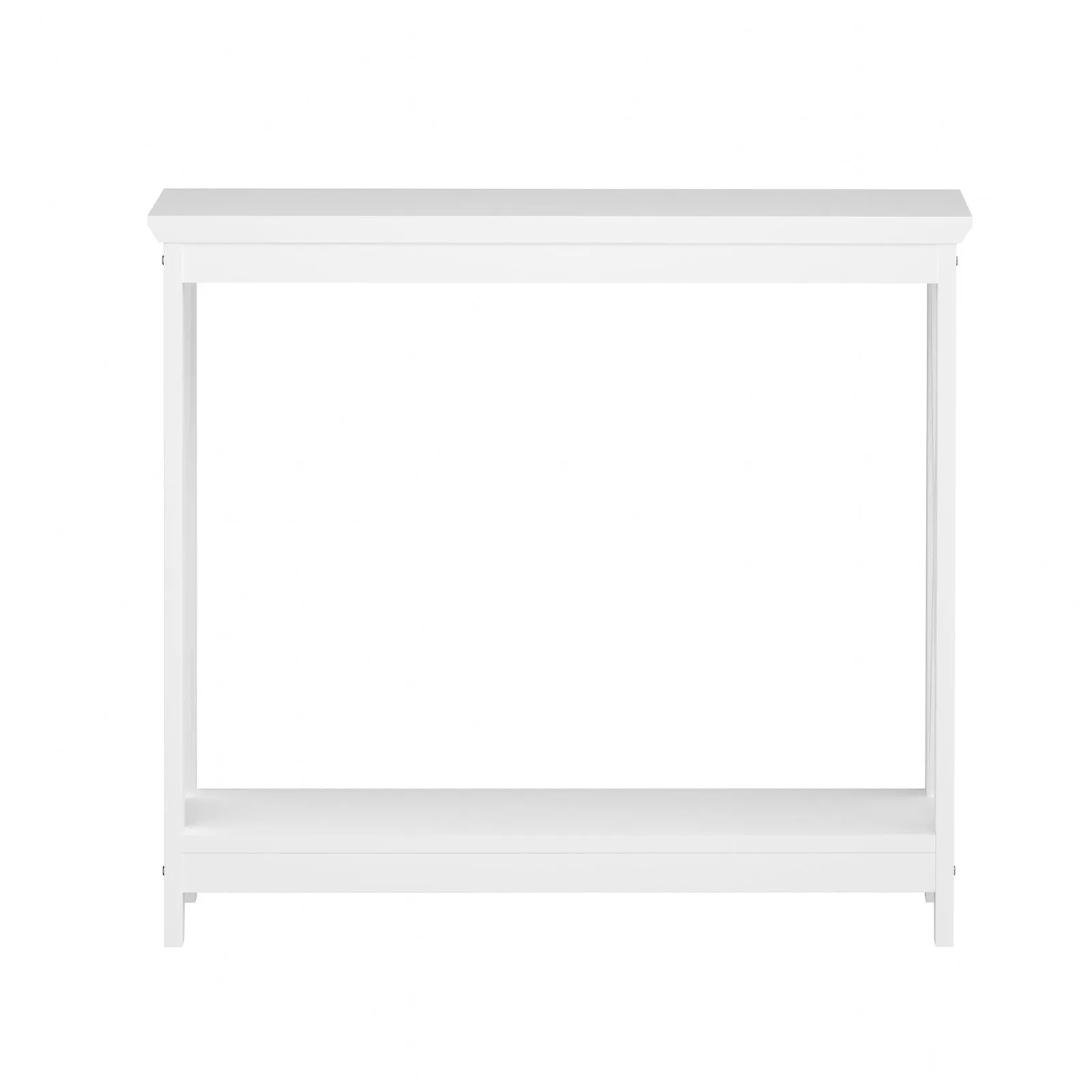 Oikiture 2-Tier Console Table X-Design Wood Sofa Table Hall Side Entry White