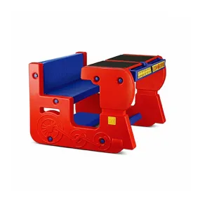 Ok Play Fun On Wheel, Double Desk N Chair Set For Kids, Perfect For Home And School, Red & Blue, 2 to 4 Years