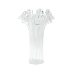 Onda Glass Clear w/ White Lines Short Vase