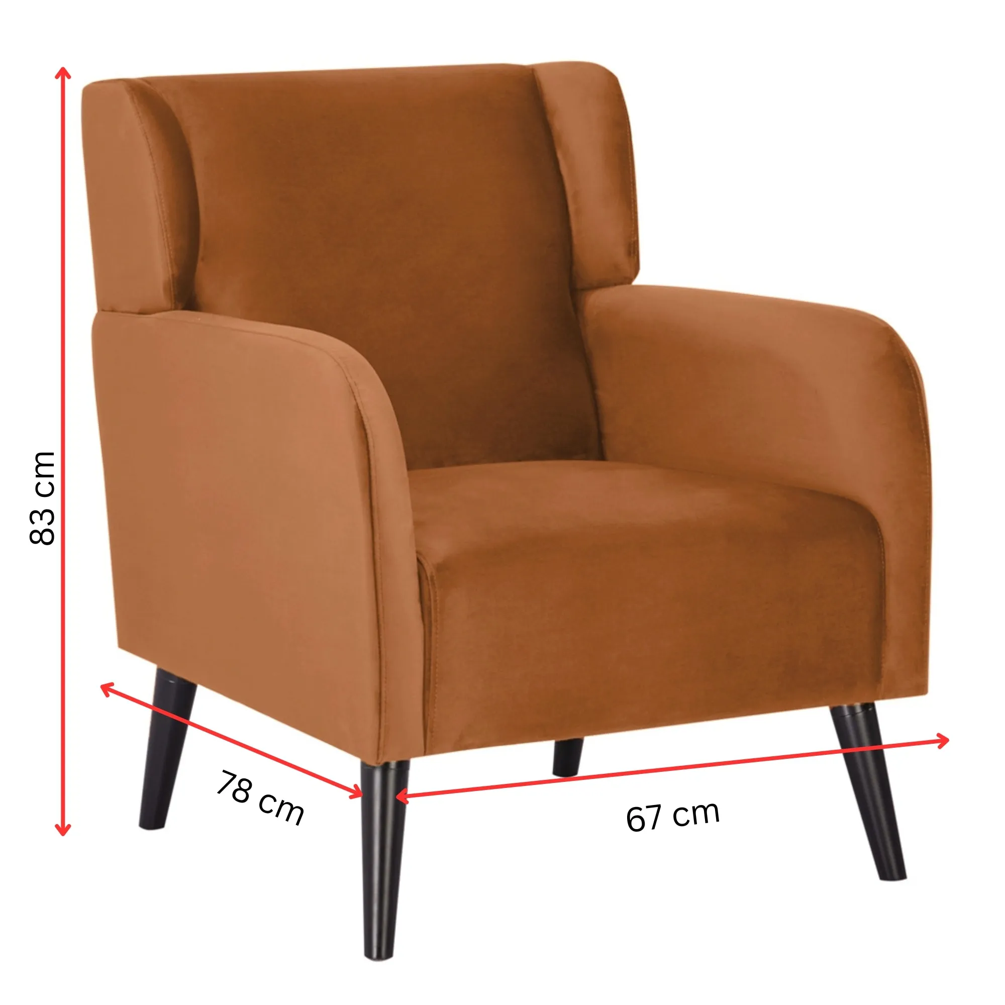 Orange Scandinavian Fabric Accent Sofa Arm Chair - 100% Polyester