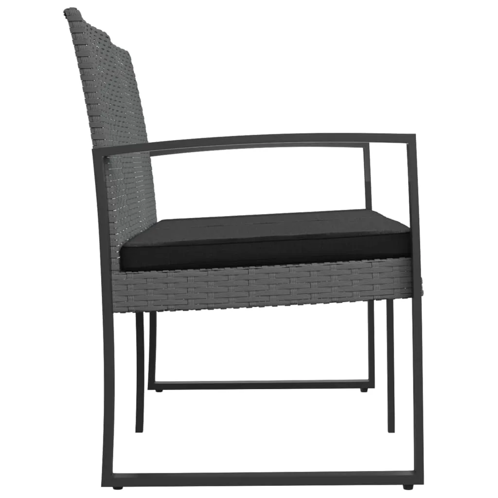 Outdoor Bench 2-Seater Bench with Cushions for Porch Deck PP Rattan