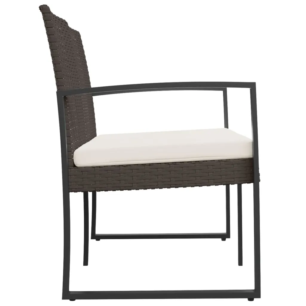 Outdoor Bench 2-Seater Bench with Cushions for Porch Deck PP Rattan