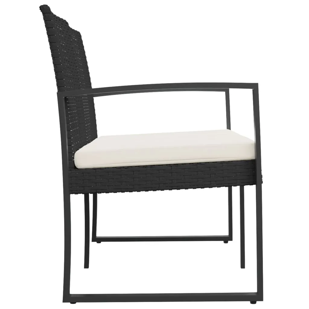 Outdoor Bench 2-Seater Bench with Cushions for Porch Deck PP Rattan