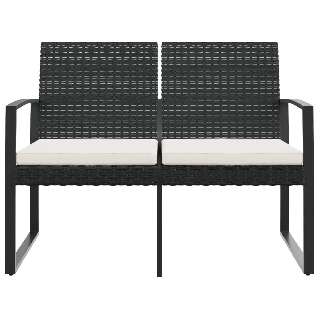 Outdoor Bench 2-Seater Bench with Cushions for Porch Deck PP Rattan