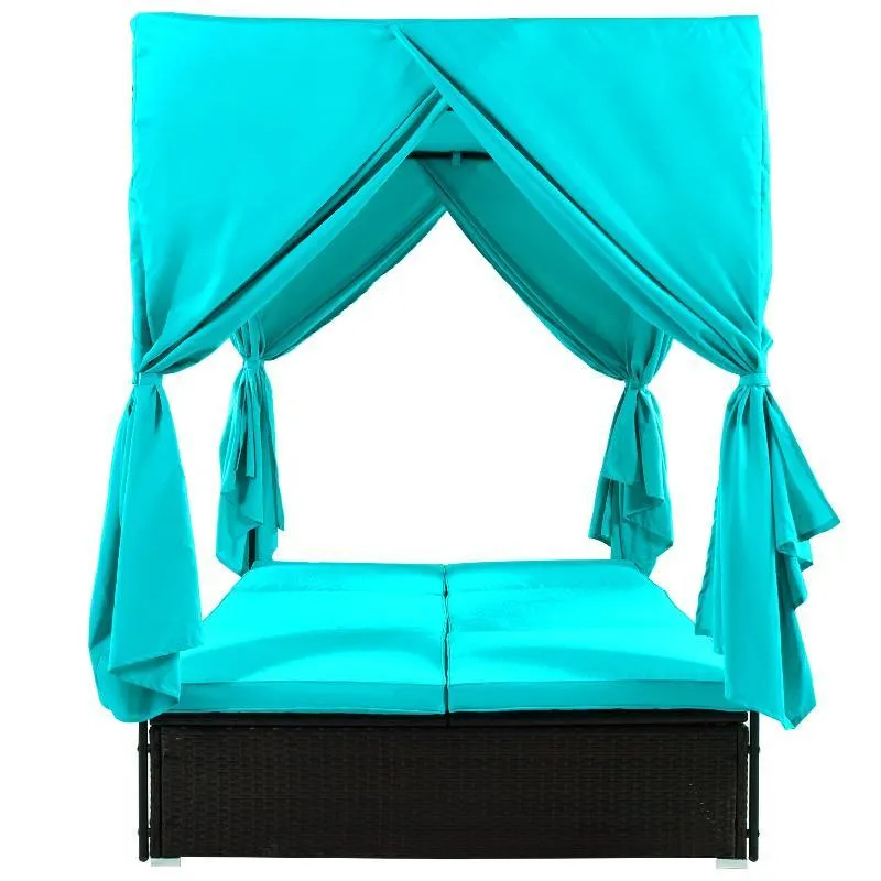 Outdoor Patio Wicker Sunbed Daybed