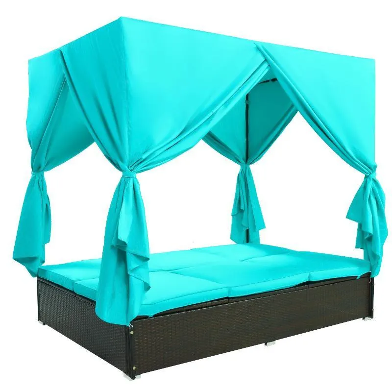Outdoor Patio Wicker Sunbed Daybed