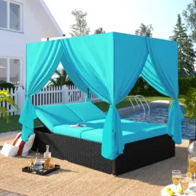 Outdoor Patio Wicker Sunbed Daybed