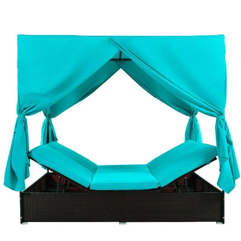 Outdoor Patio Wicker Sunbed Daybed