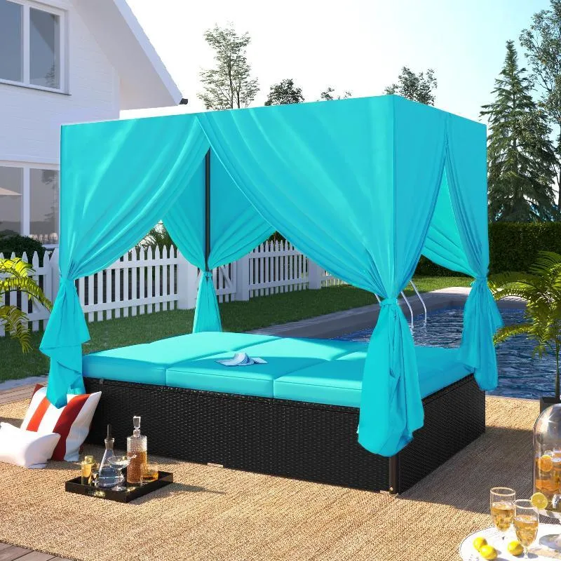 Outdoor Patio Wicker Sunbed Daybed