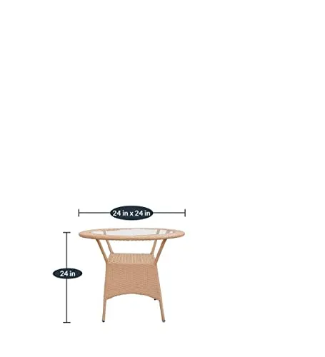 OUTLIVING Patio Seating Chair and Table Set of 5 p'cs Outdoor Furniture Garden Patio Seating Set 4 Chairs & 1 Table Balcony Furniture Coffee Table Sets (Light Brown)