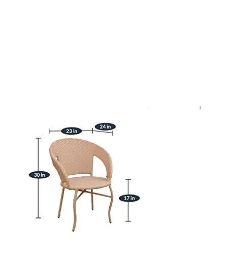 OUTLIVING Patio Seating Chair and Table Set of 5 p'cs Outdoor Furniture Garden Patio Seating Set 4 Chairs & 1 Table Balcony Furniture Coffee Table Sets (Light Brown)