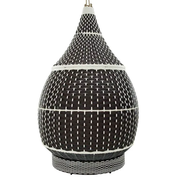 Palace Outdoor Patio Wicker Rattan Hanging Pod Brown Turquoise