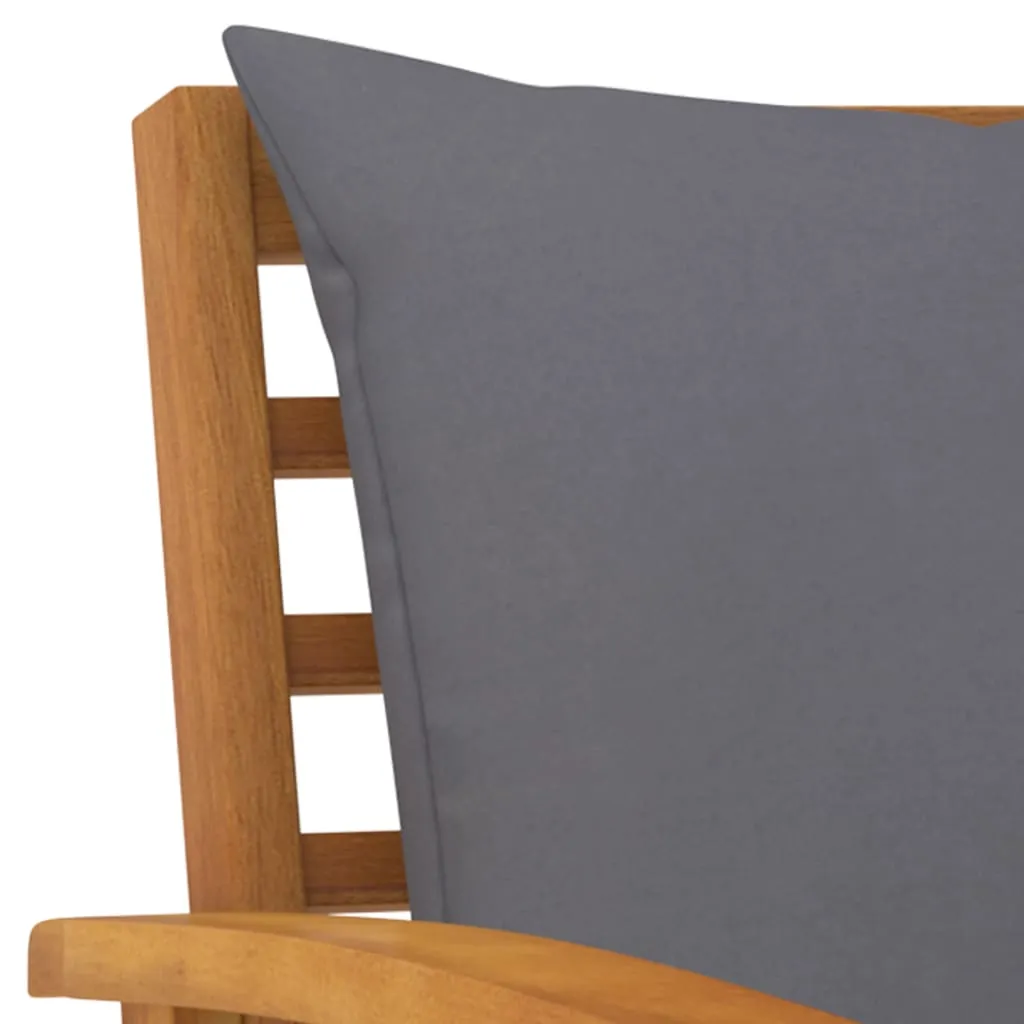 Patio Garden Bench Loveseat with Cushion for Backyard Solid Wood Acacia