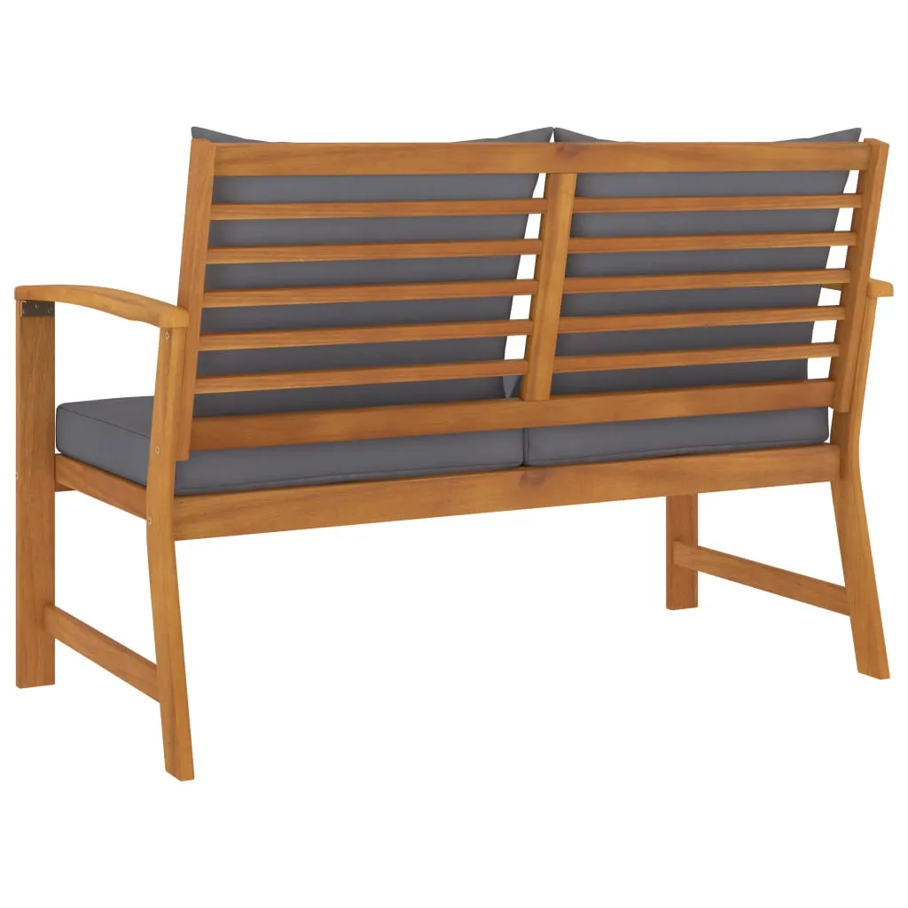 Patio Garden Bench Loveseat with Cushion for Backyard Solid Wood Acacia