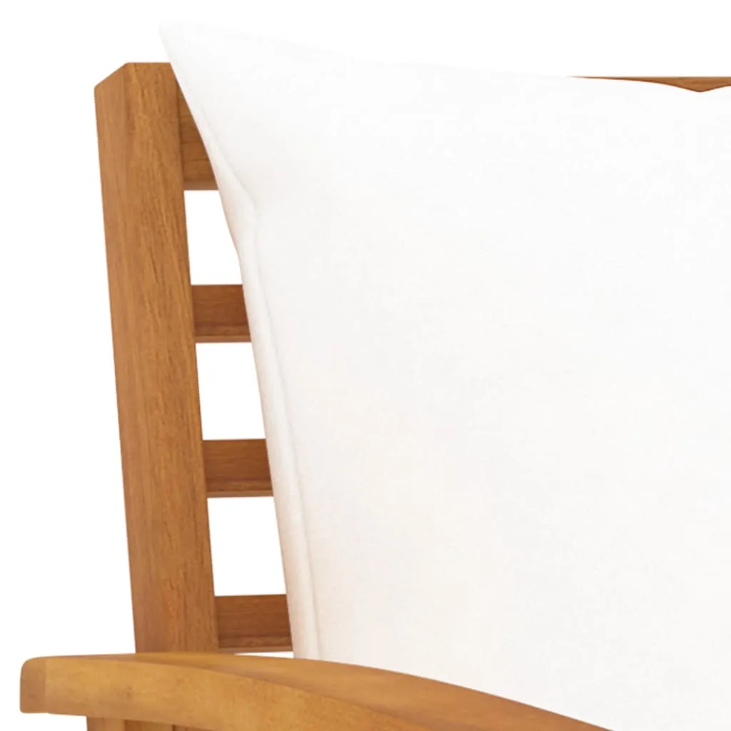 Patio Garden Bench Loveseat with Cushion for Backyard Solid Wood Acacia