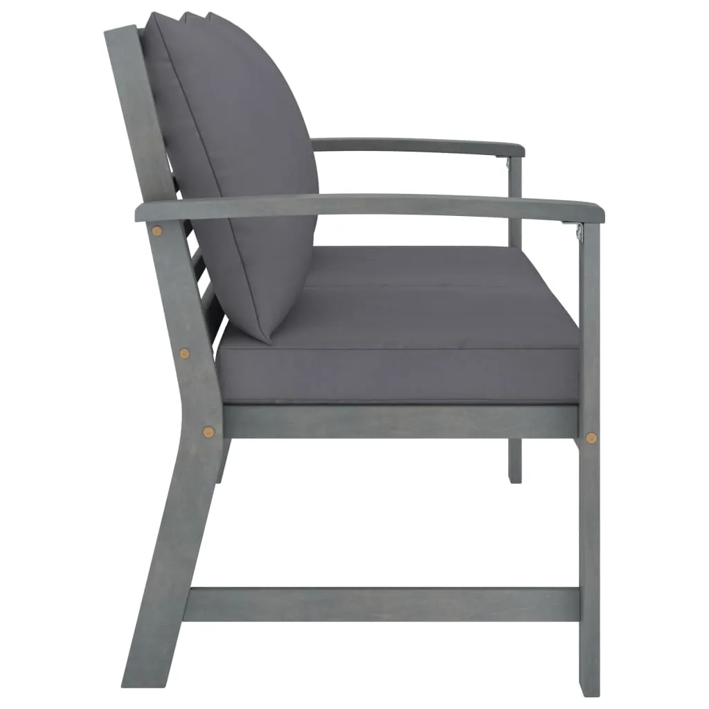 Patio Garden Bench Loveseat with Cushion for Backyard Solid Wood Acacia