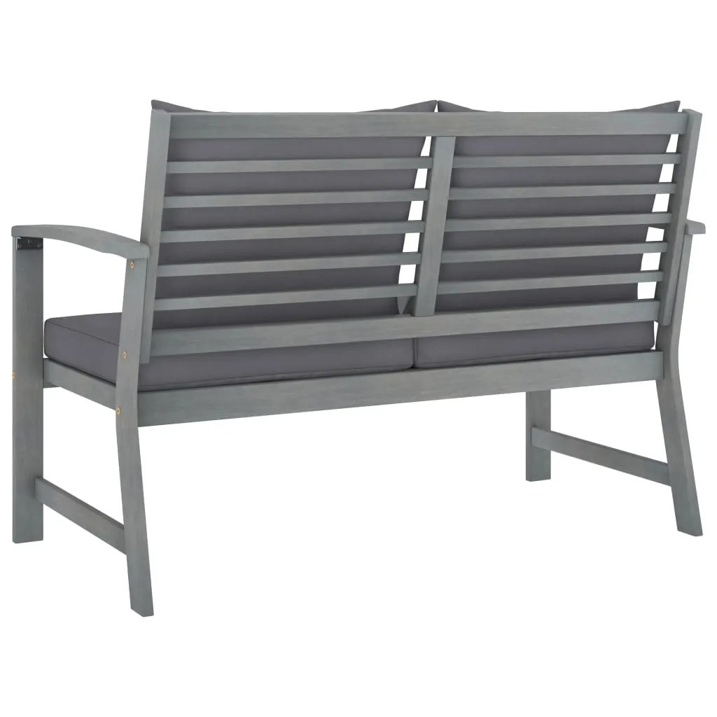 Patio Garden Bench Loveseat with Cushion for Backyard Solid Wood Acacia