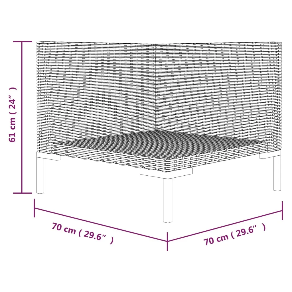 Patio Sofa with Cushions Half Round Poly Rattan