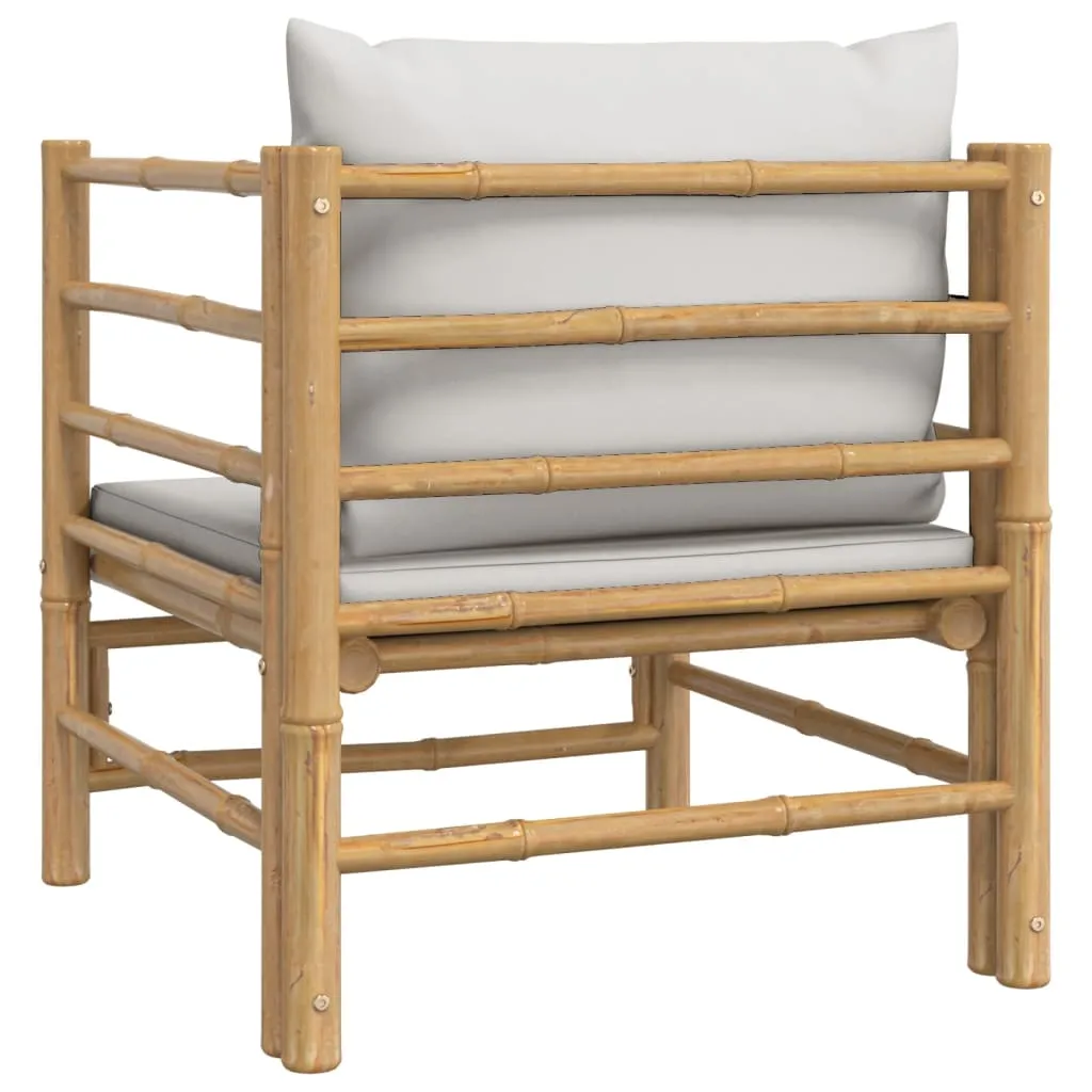 Patio Sofa with Light Gray Cushions Bamboo
