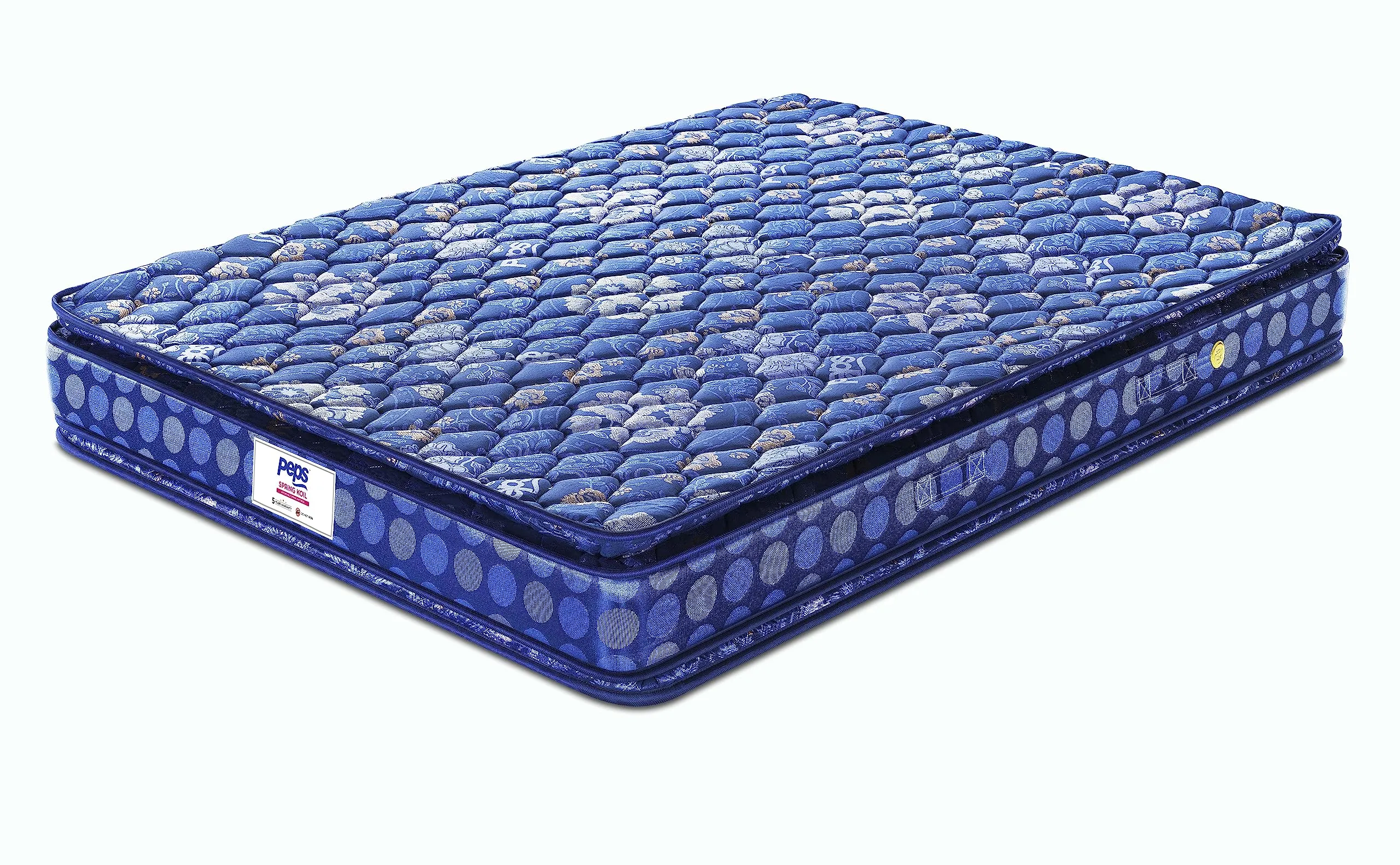 peps Springkoil Bonnell Pillow Top 8-inch Single Size Spring Mattress (Dark Blue, 75x30x08)