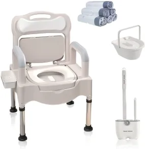 Portable Home Bedside Commode Chair I Adult Potty Chair for Seniors I Height Adjustable Mobile Portable Toilet