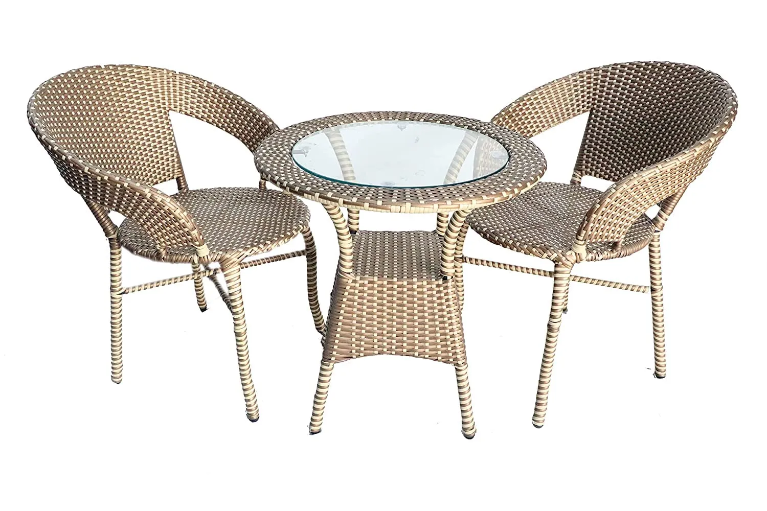 PRATHAM INDIA Beautiful Outdoor Garden Furniture Set for Coffee Table Balcony Furniture Office Furniture Patio Seating Set (Standard, Honey & Brown(2 Chair 1 Table))