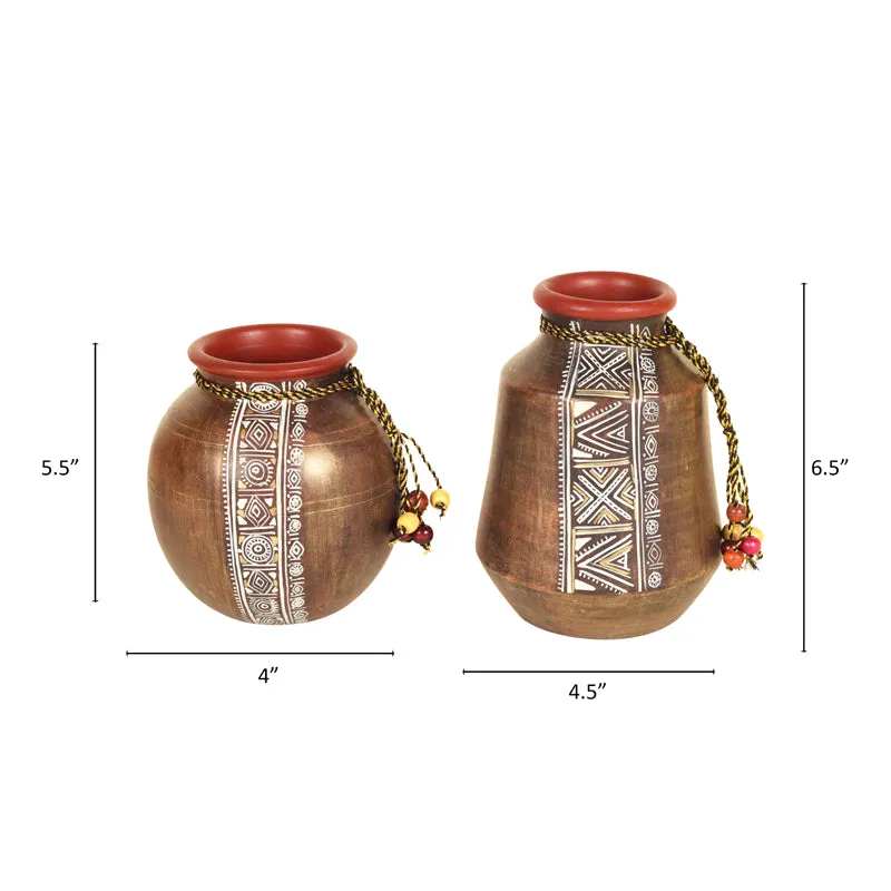 Purva Tribal Handpainted Vase - Set Of Two