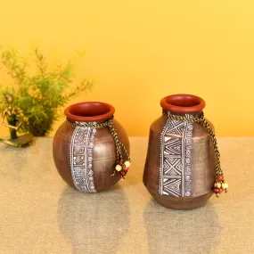 Purva Tribal Handpainted Vase - Set Of Two