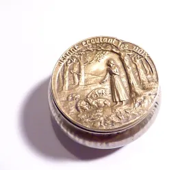 Rare compact mirrors antique ARMAND BARGAS medallion compact Joan of Arc Jeanne d'Arc