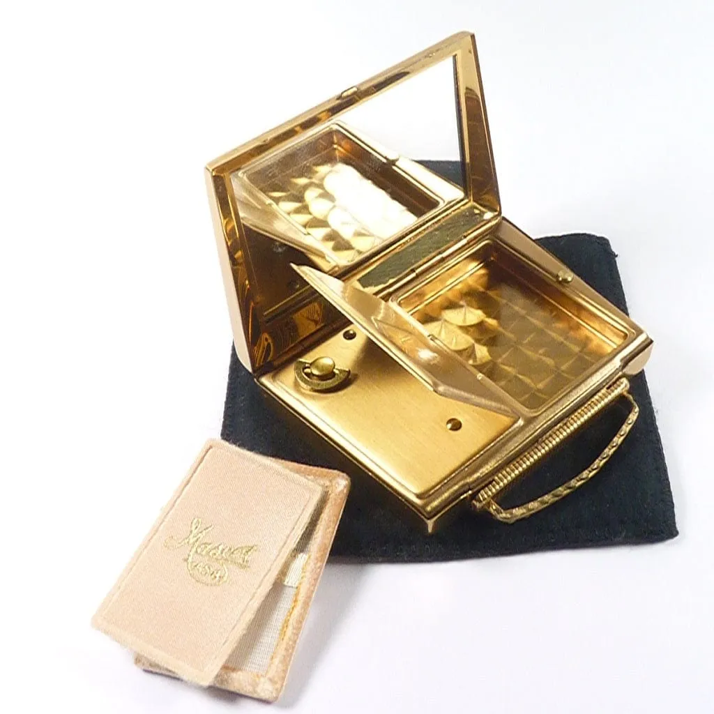 Rare Mother Of Pearl And Abalone Mascot Handbag Musical Powder Box