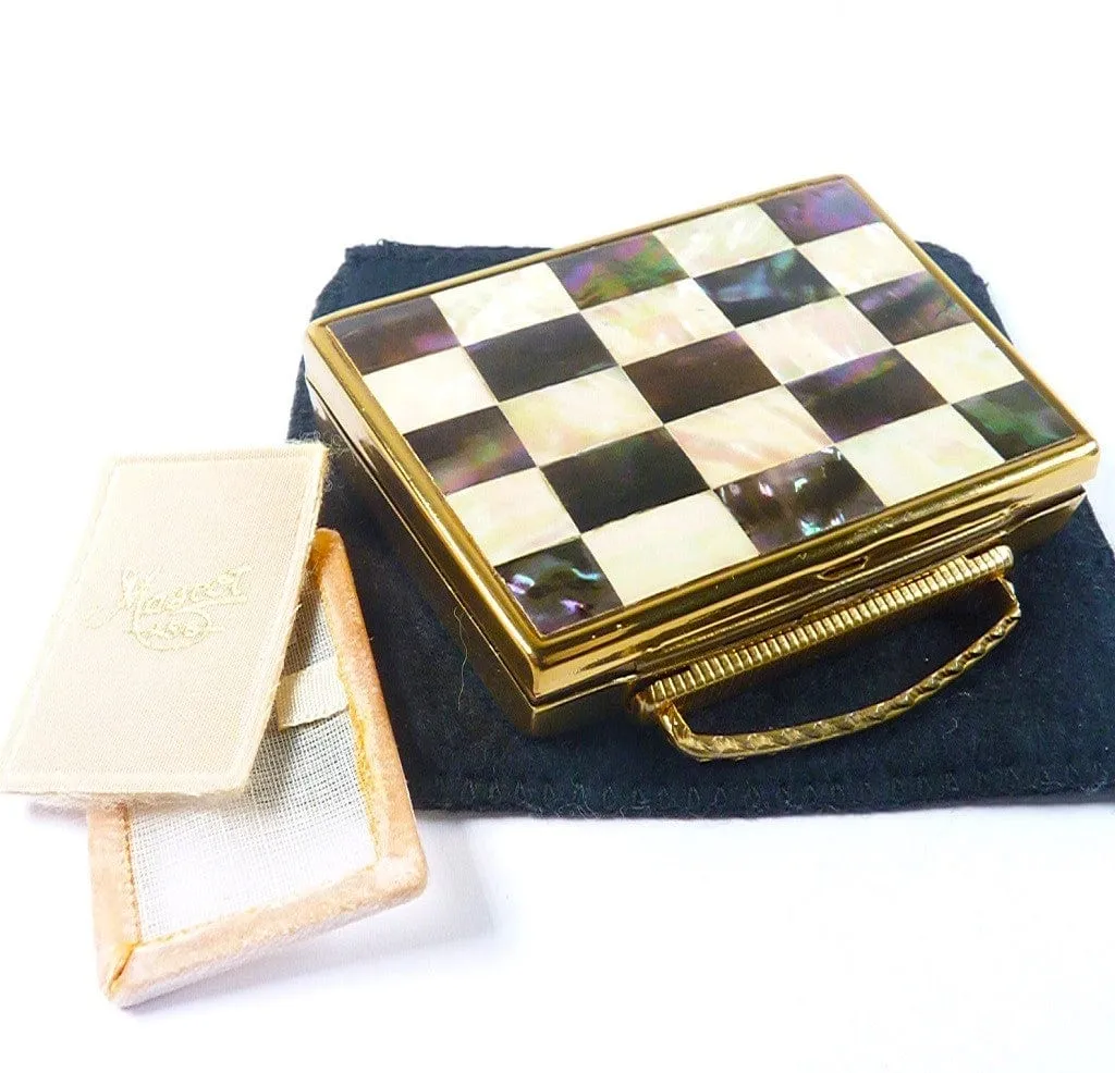 Rare Mother Of Pearl And Abalone Mascot Handbag Musical Powder Box