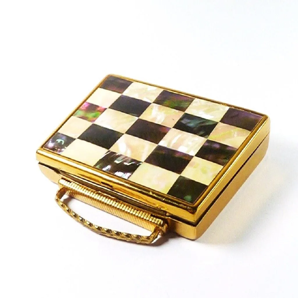 Rare Mother Of Pearl And Abalone Mascot Handbag Musical Powder Box