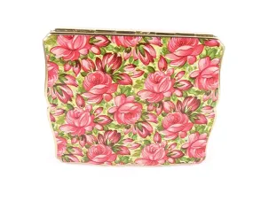 Rare Working 1950s Pink Floral Stratton "Musica" Musical Powder Box