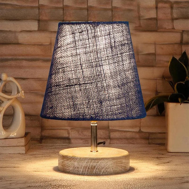 Renvo Table Lamp With Jute Shade - Blue