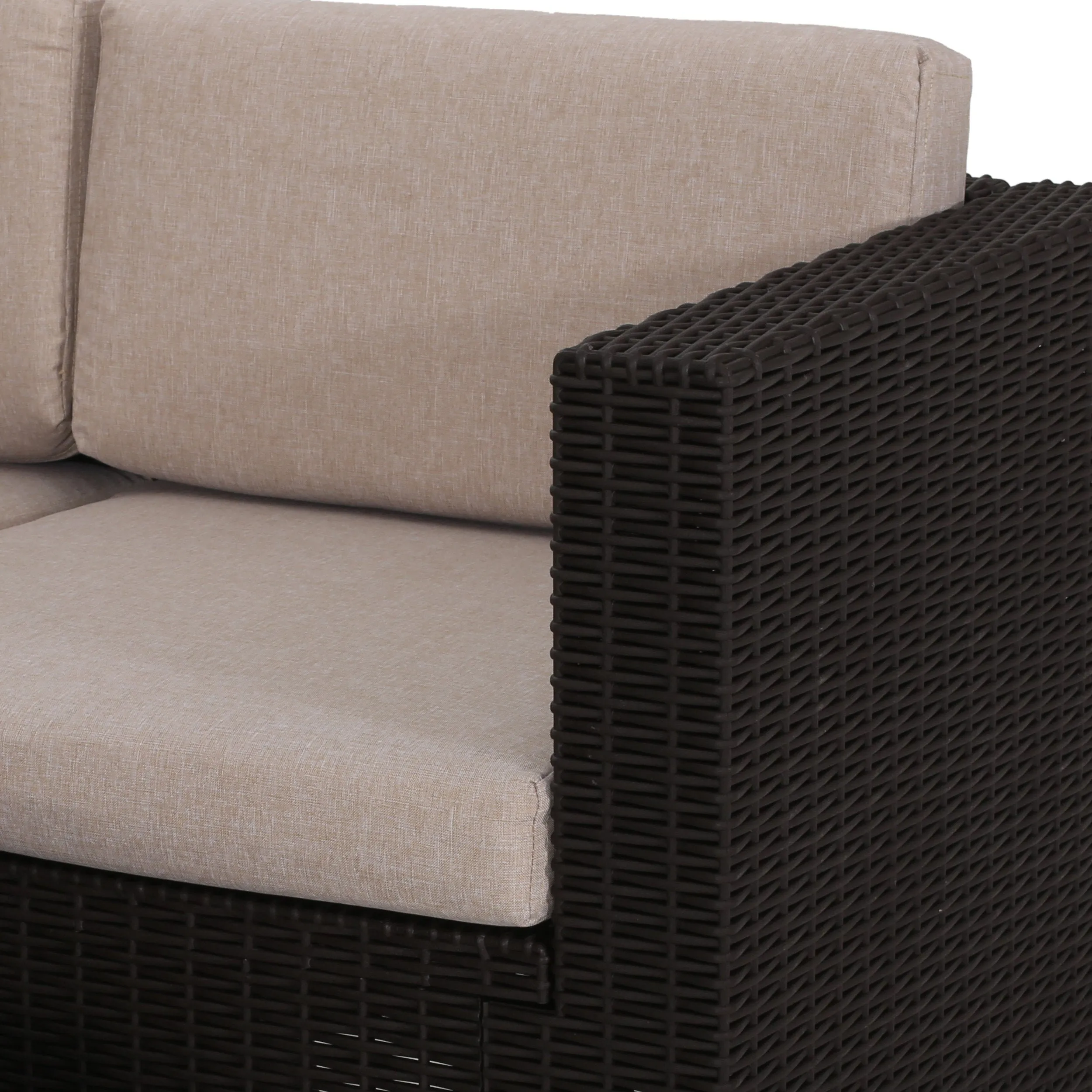 Riley Outdoor All Weather Faux Wicker 5 Seater Sectional Sofa Set with Cushions