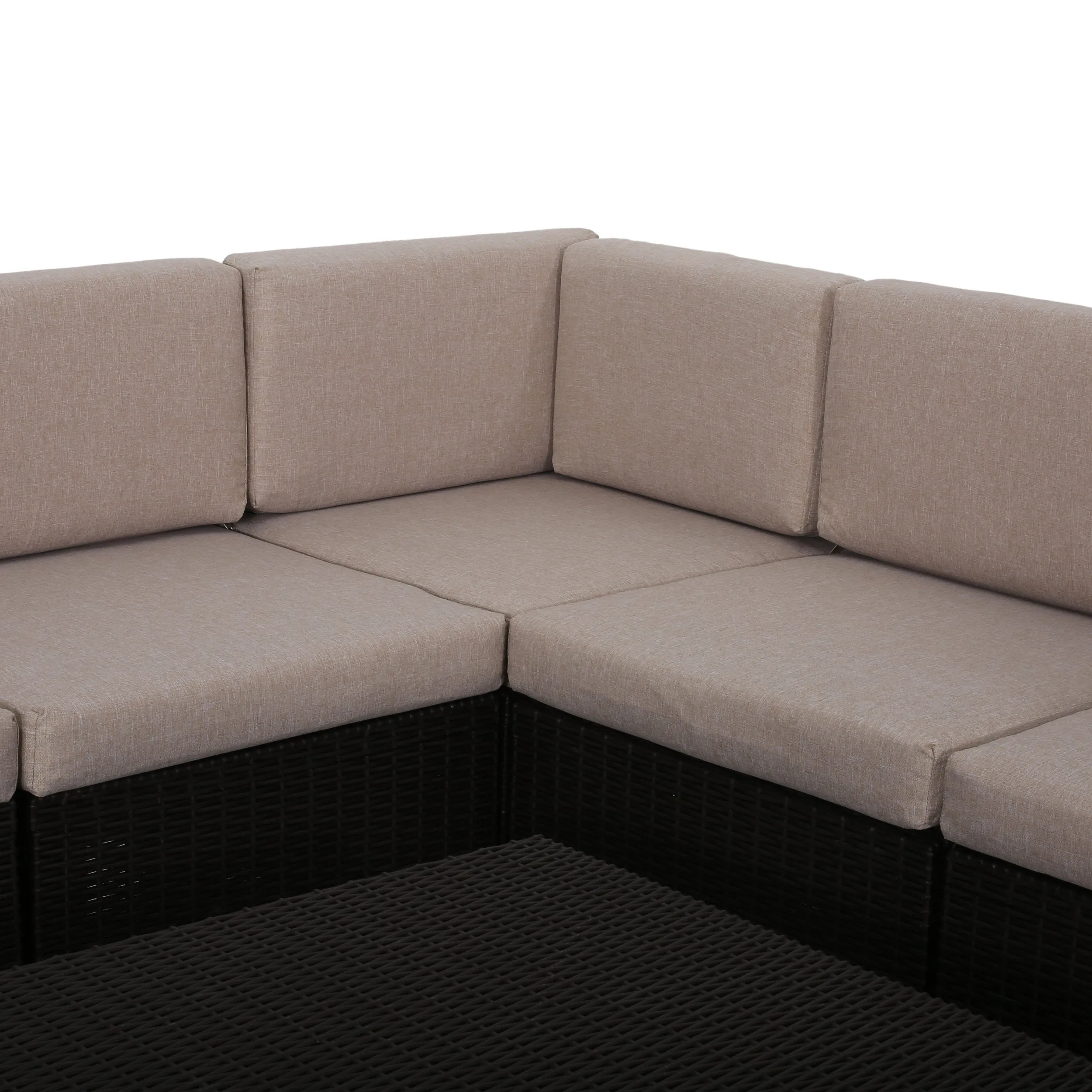 Riley Outdoor All Weather Faux Wicker 5 Seater Sectional Sofa Set with Cushions
