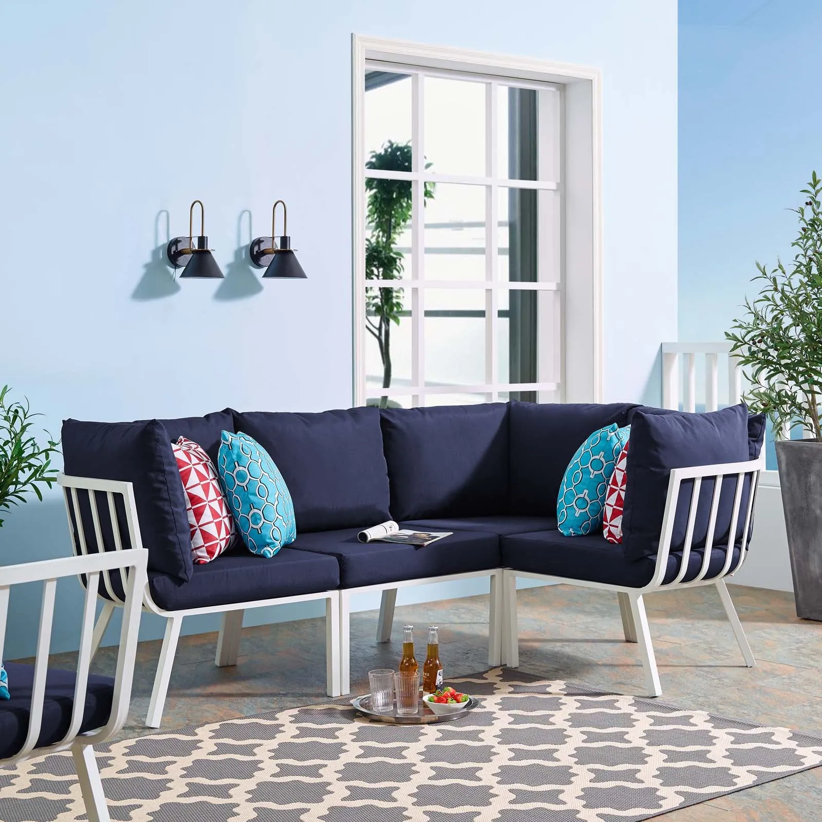 Riverside 4 Piece Outdoor Patio Aluminum Sectional