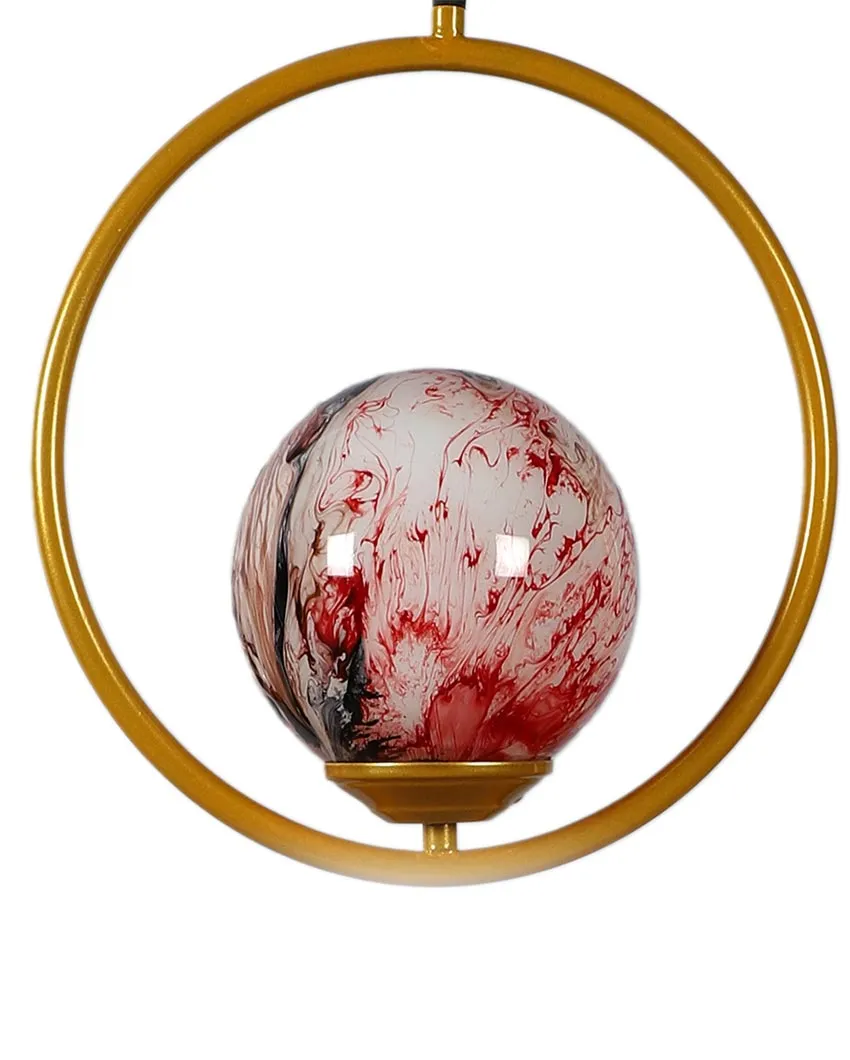 Round Hanging Single 3D Glass With Golden Finish Ceiling Lamp