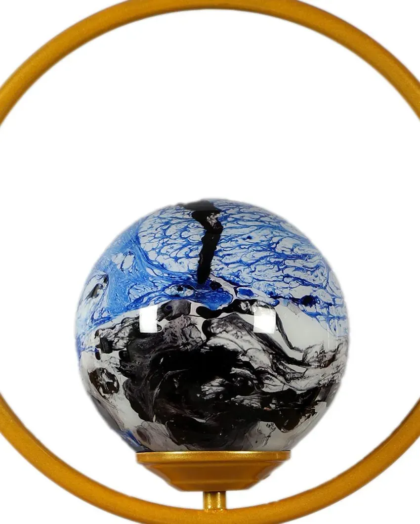 Round Hanging Single 3D Glass With Golden Finish Ceiling Lamp