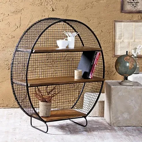 Rustic Metal Floor Shelf