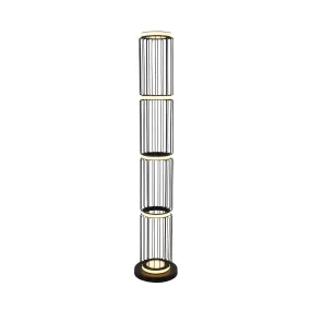 Searchlight 54211-1BK Circolo Cage LED Floor Lamp Black Metal White Silicon