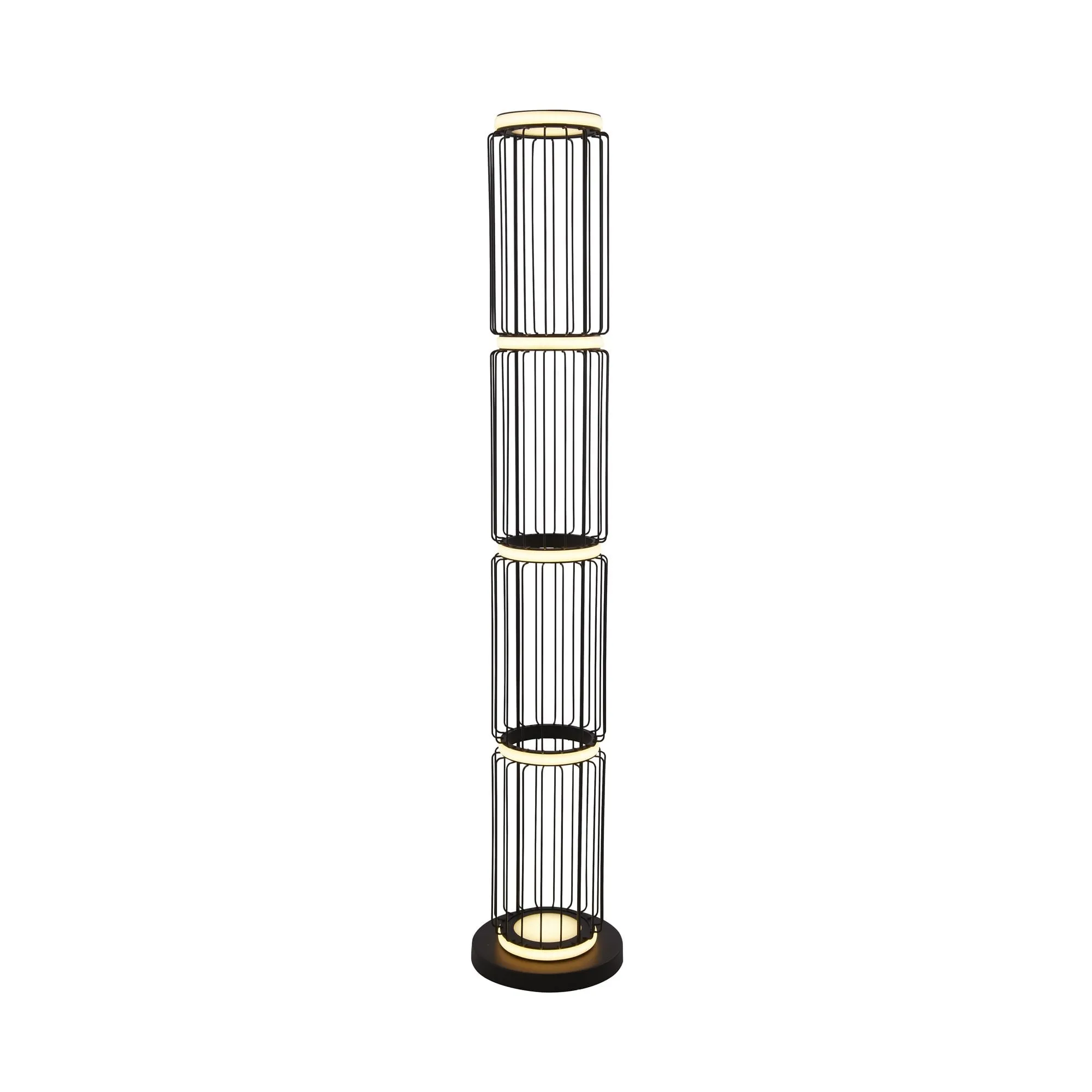 Searchlight 54211-1BK Circolo Cage LED Floor Lamp Black Metal White Silicon