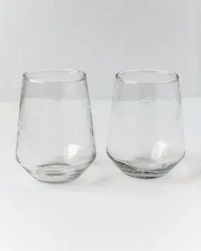 Set of 2 Handblown Hammered Glass Tumbler - Clear