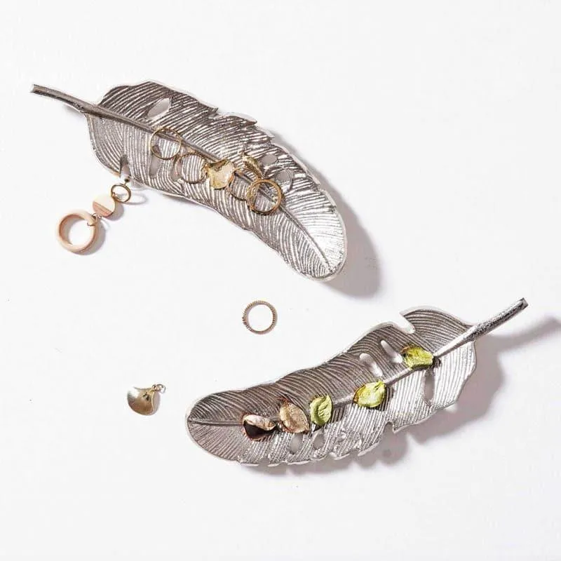 Silver Feather Decorative Tray
