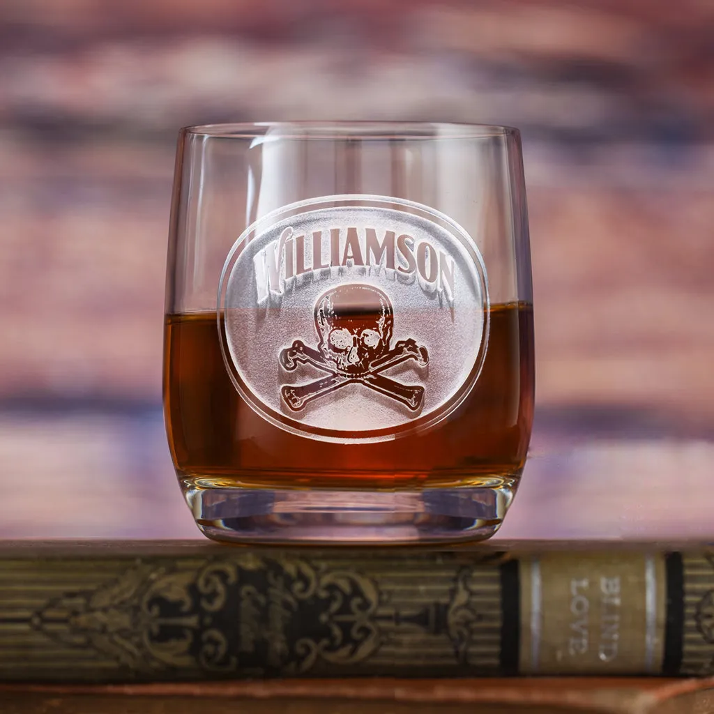Skull and Bones Stolzle Weinland Crystal Rocks Whiskey Glass