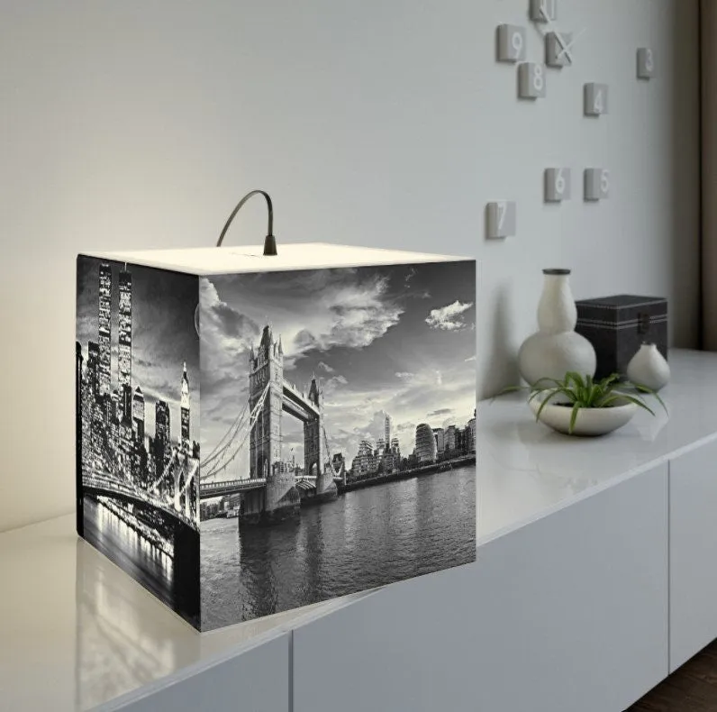 Skylines of NYC & London, New York City, 3D Printed Square Cube Lamp,Contemporary/Modern/Trendy Light/Home Decor Gifts, Stackable Lights