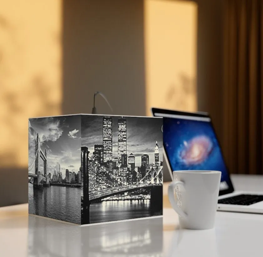 Skylines of NYC & London, New York City, 3D Printed Square Cube Lamp,Contemporary/Modern/Trendy Light/Home Decor Gifts, Stackable Lights