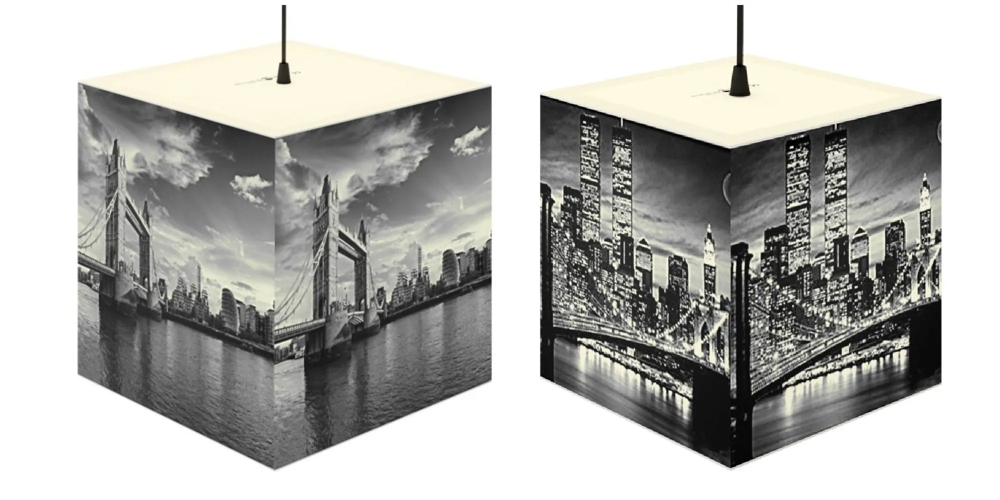 Skylines of NYC & London, New York City, 3D Printed Square Cube Lamp,Contemporary/Modern/Trendy Light/Home Decor Gifts, Stackable Lights